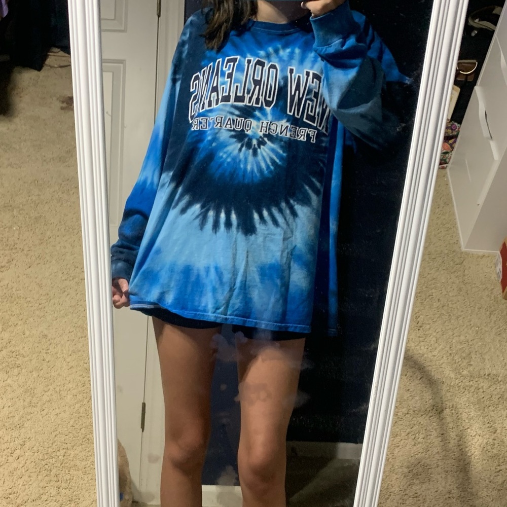 Blue New Orleans tie dye longsleeve T!!
